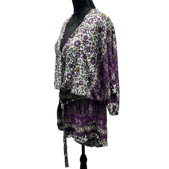 Umgee Women’s Size XL The Bloomin Curvy Romper Shorts V Neck Boho Floral Print - Picture 4 of 7